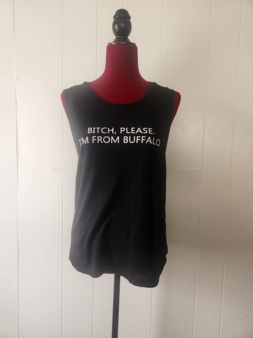 Black Graphic Sleeveless Tank  "I'm From Buffalo" Quote Size Large